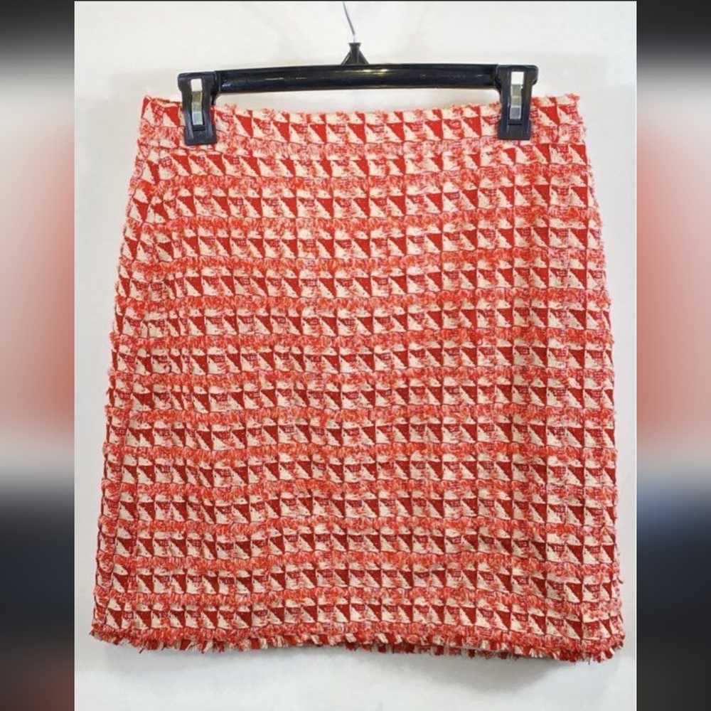 Ann Taylor Red/Pink Fringe Tweed A-line Skirt - Picture 5 of 11